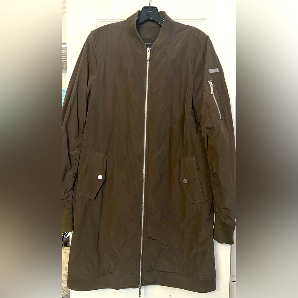 Olive green BCBG Long quilted coat